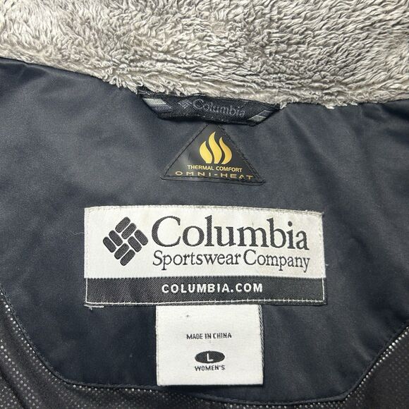 Columbia Thermal Omni Heat Hooded Duck Down Black Puffer Ski Jacket Womens large - Picture 3 of 15